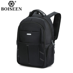 Boiseen Men's Laptop <b>Backpack</b> <b>Black</b> Waterproof Business Travel Shoulder Bag with Laptop Compartment Solid Color - Product Image 1