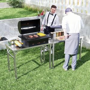 Banco DE TRABAJO plegable de acero inoxidable YRHome, capacidad de carga de 300kg, superficie pulida, resistente a la corrosión, <span class=keywords><strong>Catering</strong></span>, cocina al aire libre - Product Image 2
