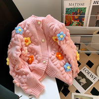 Pull en coton au crochet à col rond pour femme, motif floral tricoté à la main, respirant et écologique, design 2025, dernière collection