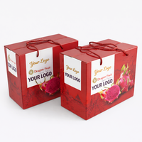 Scatola Regalo Rigida Personalizzata con Sacchetto di Carta Abbinato per Confezione di Fragole e Mele, Set Regalo Premium per Frutta