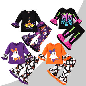 New Kids Clothing Set Halloween Elements Printed Long Sleeve Top Flare Pants 2 Pcs Suit Halloween <strong>Costume</strong> <strong>for</strong> <strong>Children</strong> Girls - Product Image 2