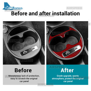 Pour <span class=keywords><strong>Abarth</strong></span> 595/695/Fiat <span class=keywords><strong>500</strong></span> 2016 2017 <span class=keywords><strong>2018</strong></span> 2019 2020 2021 2022 2023 Réel Doux En Fiber De Carbone Autocollant LHD RHD Porte-Gobelet Garniture - Product Image 3