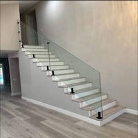Rampe d'escalier moderne en verre avec tige en aluminium et acier inoxydable pour balustrade carrée sans cadre – Prix des rampes d'escalier en aluminium