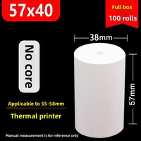 Rollo de Papel Térmico Blanco para Caja Registradora Wanliang, 57x50mm, Capa Única, 19-55m de Longitud, para Recibos de Meituan y Supermercados