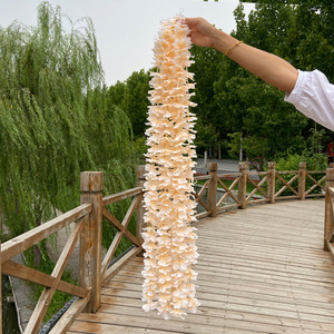 พวงดอกวิสทีเรียผ้าไหมเทียม 48 นิ้ว ดอกเรียงเป็นระเบียง สมจริง ทำด้วยมือ สำหรับตกแต่งซุ้มงานแต่งงานและเพดาน - Product Image 4