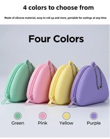 Porte-clés en silicone personnalisable de couleur unie, sac de rangement pour écouteurs et argent avec fermeture éclair, pochette triangulaire en silicone pour argent