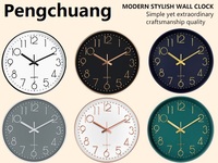 Jam Dinding Analog Satu Jarum Angka Besar ABS Hijau Tua Quartz Tanpa Suara Desain Modern Dekorasi Rumah Baterai