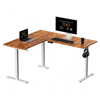 Bureau électrique en forme de L avec plateau en trois parties de 800x600mm, un moteur, réglage de la hauteur sur 2 niveaux, bureau d'ordinateur de bureau réglable en hauteur