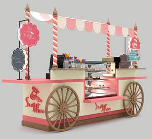 Elegante Zoete Cake Mobiele Voedsel Winkelwagen Houten Macaron Display Trolley - Product Image 2