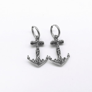 Pendientes de aro de acero y titanio con forma de ancla y diseño geométrico para hombres y mujeres GZYE-1807 - Product Image 1