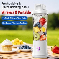 Mixeur personnel pour smoothies BDL-010 3.7V 40W 450ml, tasse à jus rechargeable à 12 lames avec couvercle de boisson pour le fitness et les voyages