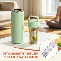 Bouteille d'eau isotherme en acier inoxydable à double paroi avec infuseur à thé amovible, thermos anti-fuite pour thé et café