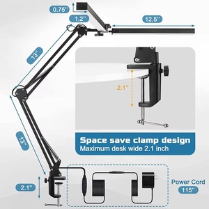Lampe de bureau LED à double pince TD05 avec veilleuse, abat-jour <span class=keywords><strong>blanc</strong></span> pour étude et protection des yeux, en métal noir, fabriquée en Chine - Product Image 4
