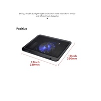 BAJEAL N19 Support de refroidissement pour ordinateur portable 14 pouces avec éclairage LED, design grand ventilateur, refroidisseur Blu-ray, USB, silencieux 21 dB, débit d'air 47,35 CFM, en stock