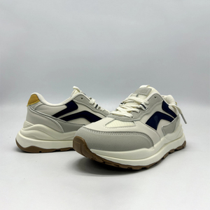 Baskets décontractées rétro à blocs de couleurs, empeigne en maille et synthétique, à lacets, semelle robuste, chaussures quotidiennes - Product Image 1