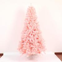 Hochwertiger, individuell anpassbarer, pinkfarbener PVC-Kunstzeder-Weihnachtsbaum mit faltbarem Standfuß und warmweißen LED-Lichtern
