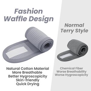 Custom logo Cotton Spa Facial <b>Headband</b> Waffle Terry Cloth Sports <b>Headband</b>, Blue Hair Wrap for Skincare Hair Bands for <b>Women</b> - Product Image 4