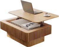 Table basse en bois multifonctionnelle, style scandinave, rangement caché, idéale pour le salon et le bureau à domicile