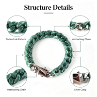 Bracelet en jadéite bleue naturelle, chaîne cubaine en jade de type glace, chaîne hip-hop pour hommes et femmes, bijoux en acier titane, cadeau