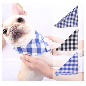Pet ekose Drool havlu İngiliz tarzı kumaş Pet renkli ekose tükürük eşarp kalın pamuk köpek Bandana - Product Image 6