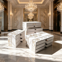 Boîte élégante à plusieurs tiroirs avec logo en relief doré, emballage cadeau de luxe, boîte à tiroirs pour bijoux, parfums, collection de soins de la peau