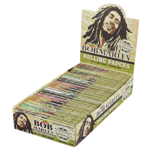 Papel de fumar Bob Marley sin blanquear - Tamaño King (110 mm) - Caja de 50 cuadernos (33 hojas por cuaderno) para vapear y fumar - Product Image 1