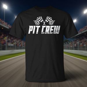 Camiseta Pit Crew Racing para adultos, unisex, diseño de banderas a cuadros negras - Product Image 3