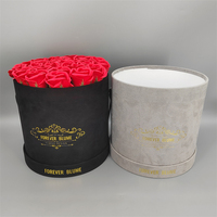 Boîtes d'emballage rondes personnalisées de roses éternelles de haute qualité avec laminage mat et gaufrage en feuille d'or