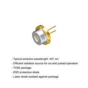 Diode laser bleue 440 nm à 455 nm en boîtier <span class=keywords><strong>TO90</strong></span>, Ams-OSRAM PLPT9 450LB_E A01, pour projection d'éclairage direct statique - Product Image 3