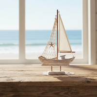 Nouveaux produits Ornements nautiques HYG10 Modèle de bateau rétro écologique de voile et de pêche en bois méditerranéen Décoration de bureau