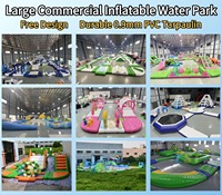 Parc aquatique gonflable géant commercial pour piscine, jouets flottants sur mesure, installations d'amusement aquatique