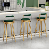 Chaise de bar américaine Y001, style moderne et simple, avec dossier en bois massif et fer forgé, tabouret de bar vintage à pieds hauts