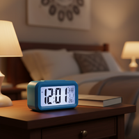 Reloj Despertador Digital Inteligente Portátil con Pantalla LCD, Silencioso, para Estudiantes, con Luz de Fondo, Calendario, Temperatura y Alarma Estándar