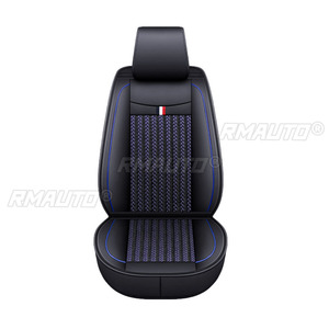 Coussin de siège de voiture en cuir soyeux glacé universel bleu noir pour la plupart des voitures, housse de siège de voiture douce et rafraîchissante pour l'été - Product Image 5