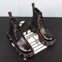 Nouvelles Bottines pour Hommes Dr. Martens Style Britannique Vintage en Cuir Véritable Tendance Polyvalentes avec Rehaussement Intégré