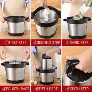 6L fufu máy tự động Yam đập điện hộ gia đình sử dụng không chổi than động cơ thép không gỉ Ớt thịt thực phẩm Chopper - Product Image 4