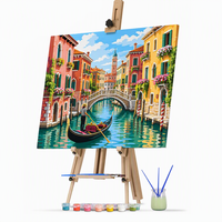 Peinture acrylique sur toile, kit de peinture par numéros DIY, 40x50cm, paysage de ville aquatique de Venise, style européen, pour la décoration de la maison