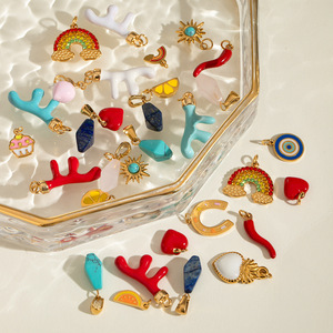 Breloques en acier inoxydable en forme de cœur, accessoires de bijoux pour femmes, cadeau, pendentif DIY, style européen, serti clos - Product Image 3