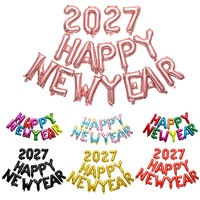 Ballons Joyeux Nouvel An 2027, 16 pouces, en feuille de Mylar, en forme de lettres, pour la fête du Nouvel An 2027, la fête du Nouvel An du 31 décembre, la fête du Nouvel An du 1er janvier, et la décoration d'anniversaire