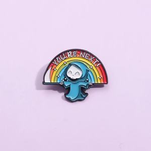 Pin de Esmalte Suave con Diseño Divertido y Creativo de Fantasma Feliz, Personalizado con el Mensaje 'You're Next', Pin de Arcoíris, Accesorios Lindos para Halloween, Manualidades Metálicas - Product Image 2