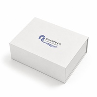 Boîte cadeau magnétique personnalisée à rabat, boîte en papier blanc mat avec logo bleu pour l'emballage de perruques et d'extensions de cheveux de luxe