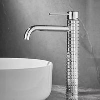 Robinet de lavabo haut moderne en or brossé, corps à facettes diamantées, monocommande chaud/froid