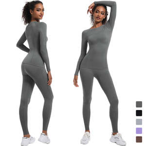 Combinaison de ski deux pièces sans coutures à compression forte et taille haute pour femme, idéale pour la course, l'équitation, les activités de plein air et le patinage - Product Image 1