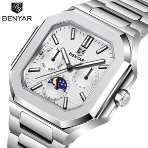 Montre de luxe pour homme BENYAR BY-5221 2025, chronographe à quartz, mouvement à quartz, acier inoxydable, étanche, verre saphir - Product Image 5