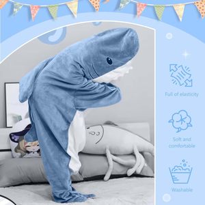 Saco de dormir de tiburón Pijamas de una pieza Manta de franela Se puede usar Ropa DE HOGAR DE TIBURÓN Pijamas de una pieza - Product Image 4