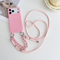 Coque de téléphone antichoc en silicone liquide souple avec dragonne et sangle de poignet pour iPhone 17 Air 16 15 Plus 14 12 13 11 Pro Max