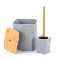 Ensemble de salle de bain 6 pièces en bois et plastique écologique WC brosse de toilette moderne accessoires de salle de bain ensemble de luxe pour la maison