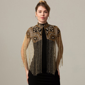 Capa <span class=keywords><strong>de</strong></span> Hombro con Flecos <span class=keywords><strong>de</strong></span> Lentejuelas y Cuentas Estilo Vintage, Elegante para <span class=keywords><strong>Mujer</strong></span>, para Banquetes y Fiestas, <span class=keywords><strong>Bolero</strong></span> Versátil Formal - Product Image 1