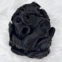 Toupets pour hommes en cheveux indiens Remy les moins chers, noirs naturels, ondulés, à base de mono + PU, avec peau fine, permanents, pour remplacement capillaire