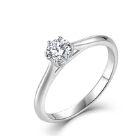 Bague Solitaire en Argent Sterling 925 avec Moissanite pour Femme, Coupe Ronde à 6 Griffes, Bague de Fiançailles, de Mariage ou de Promesse